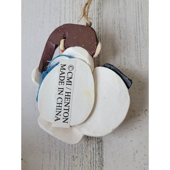 Henton snowman snowball glitter ornament Xmas Decor hat smile - Picture 4 of 4